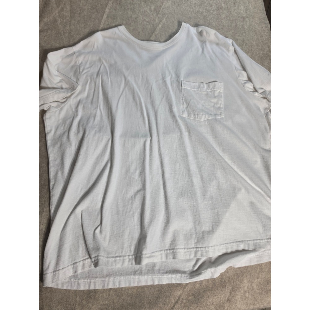 Basic Editions Mens 2X White Cotton Short Sleeve Pocket T-Shirt Crew Neck Tee